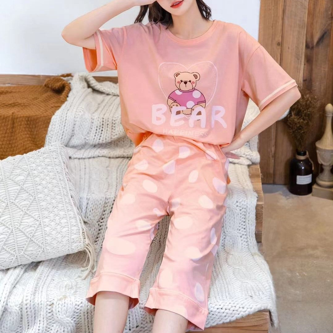 Oversized Happiness Bear Graphic Tee Pajamas #72139