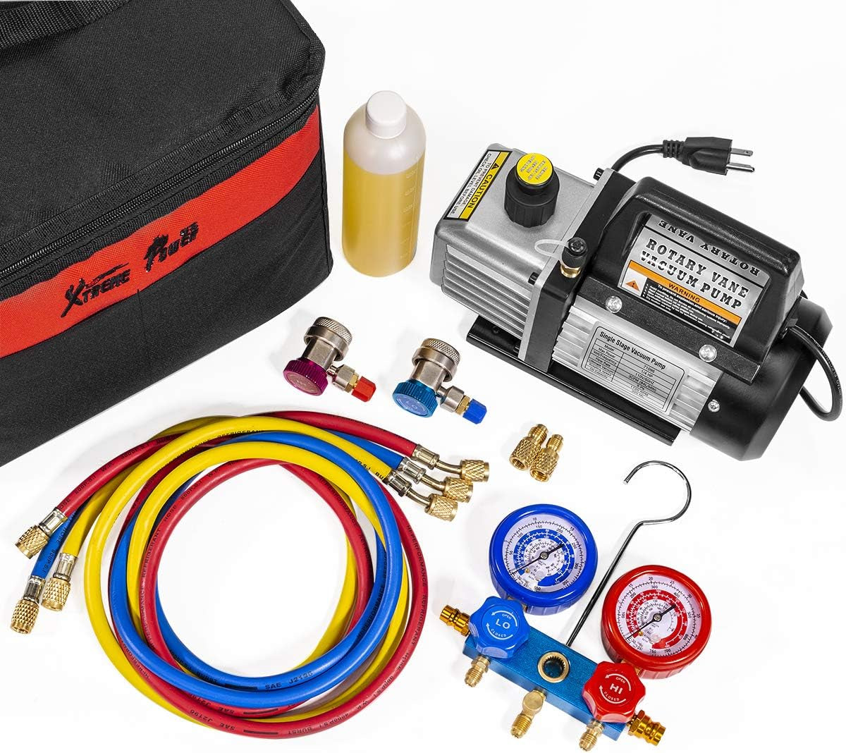 Juego Manometros Refrigeracion CA Bomba Vacio Rotativa HVAC R134A R12 R22 R410A