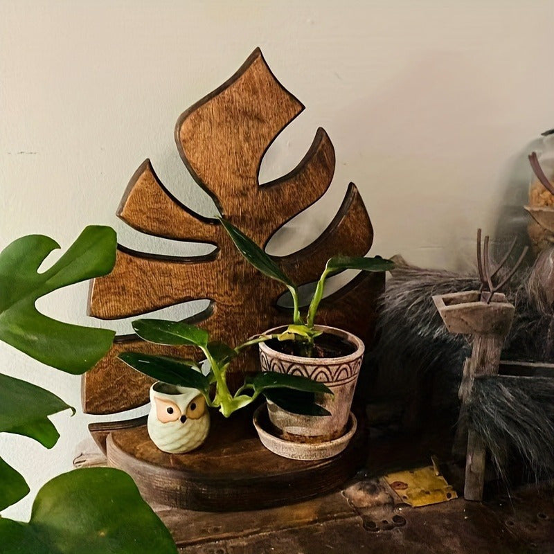 Rustic Wood Leaf Wall Shelf - NW2C