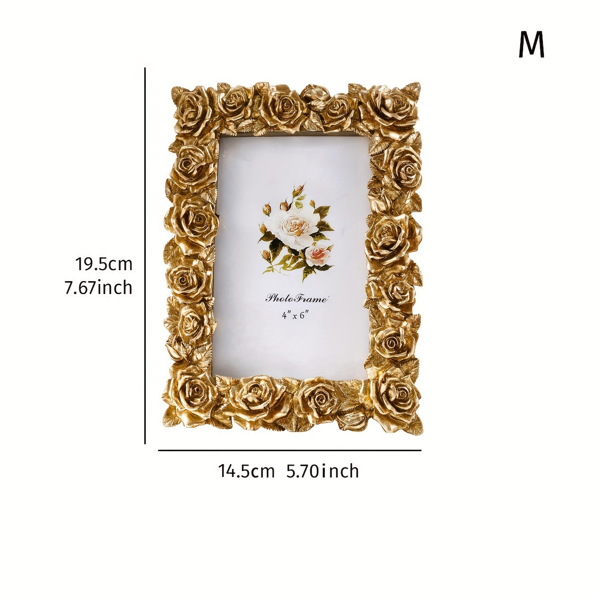 Vintage Golden Rose Lace Photo Frame - V2MD