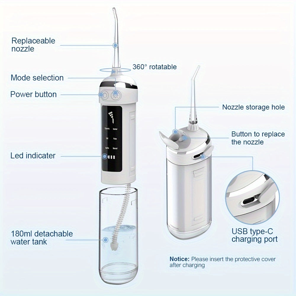 Portable Dual-Use Wireless Water Flosser, Multiple Cleaning Modes TJR3N1X