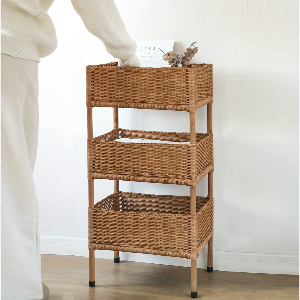 Rustic 3-Tier Wicker Storage Basket - L2RN