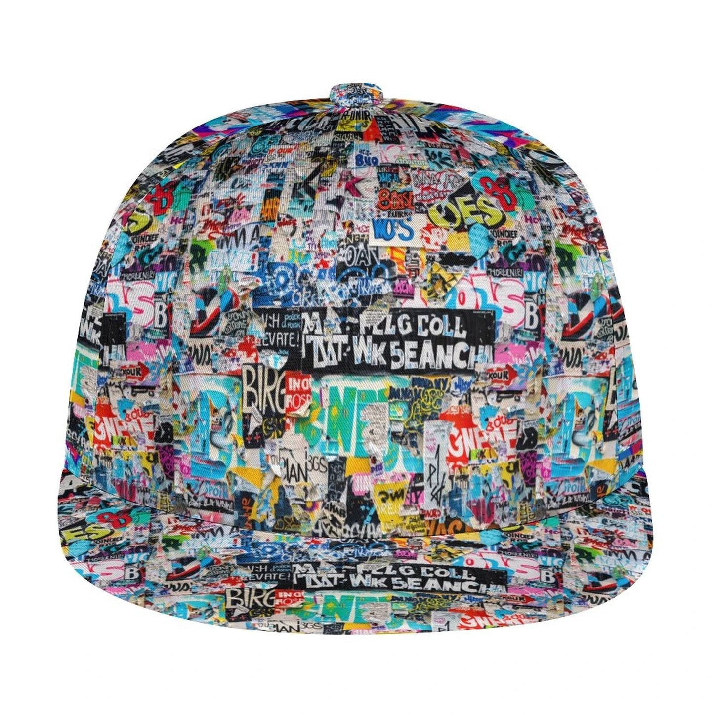 Graffiti Print Snapback Cap – All-Over Street Art Hat – Maximalist Urban Baseball Cap