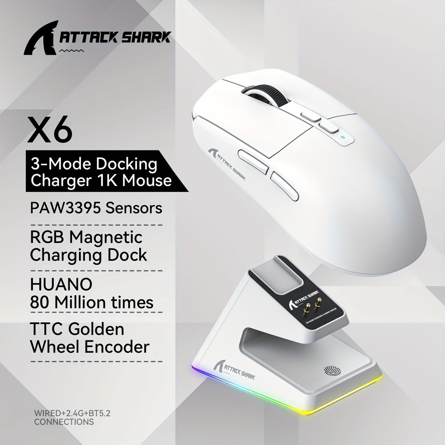 ATTACK SHARK X6 49g Superlight Wired/Wireless Gaming Mouse - WIC0