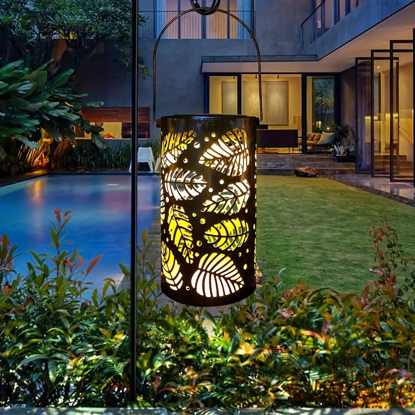 Vintage Metal Solar Lantern  LED Tree  Leaf Design-KSM1
