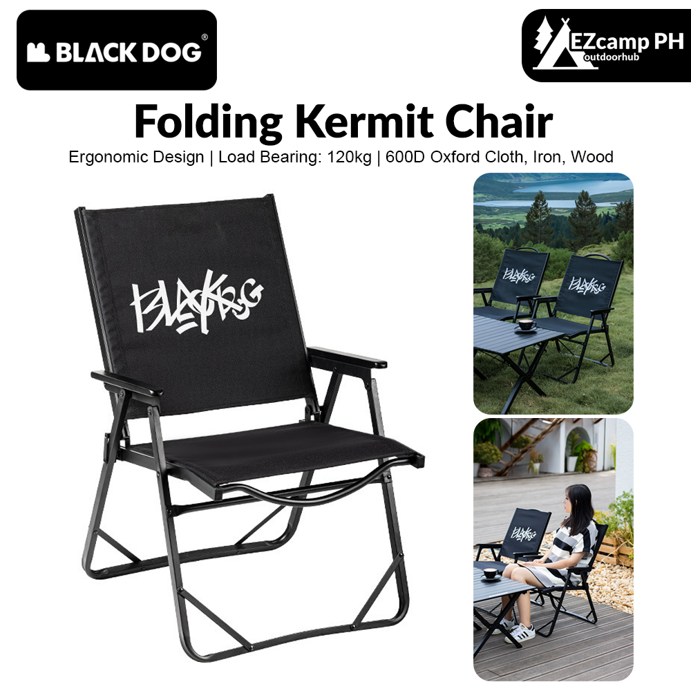 BLACKDOG Folding Kermit Chair Portable Lightweight Armchair Backrest Seat Load Bearing Up to 120kg 600D Oxford Cloth