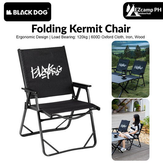 BLACKDOG Folding Kermit Chair Portable Lightweight Armchair Backrest Seat Load Bearing Up to 120kg 600D Oxford Cloth