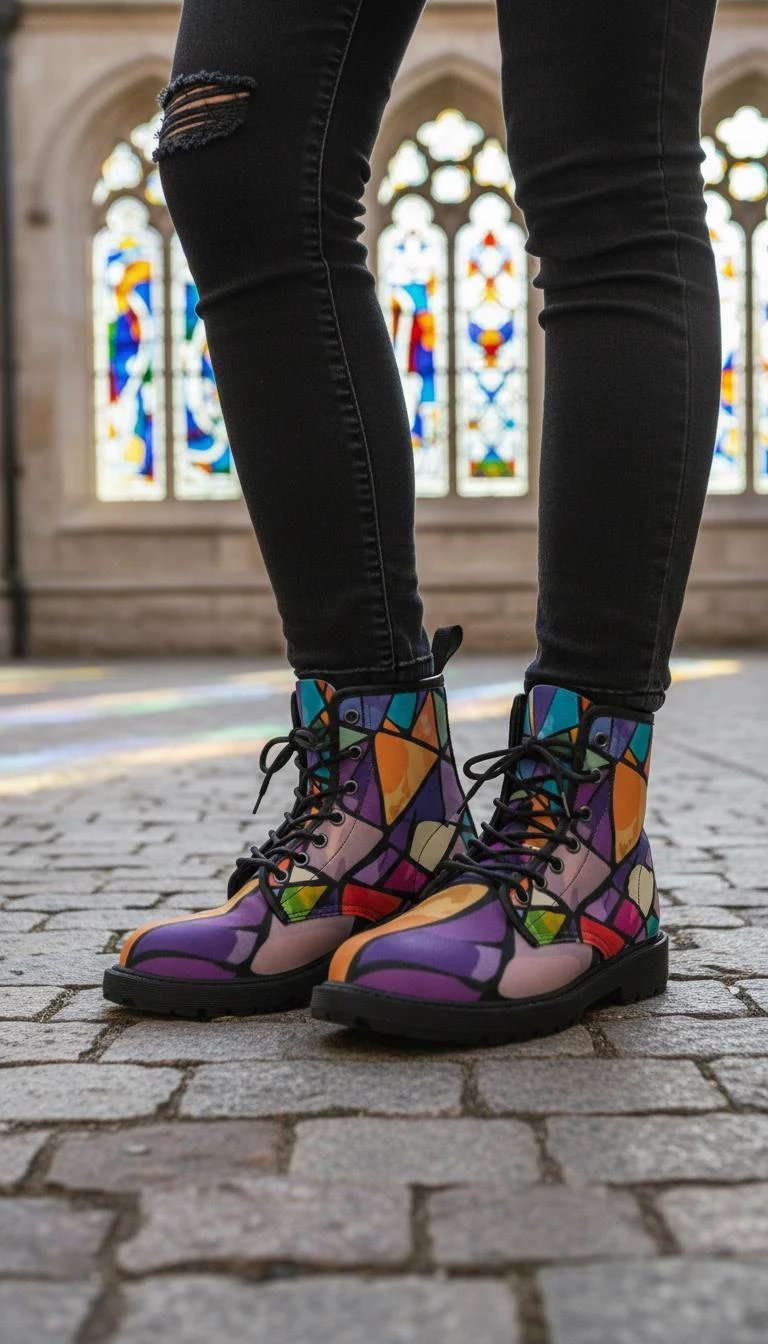 Retro Geometric Abstract Women's Boots - Vibrant Fall Winter Footwear for Creative Style