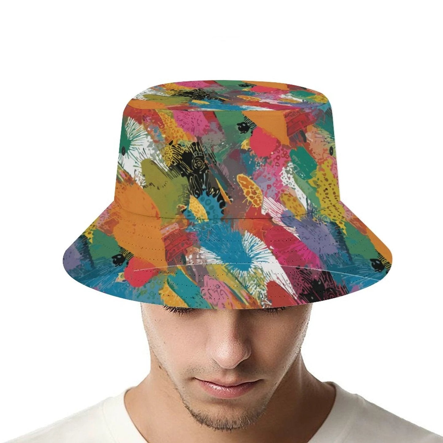 Main Character AOP Adult Bucket Hat | Full-Panel Zero-Blank-Space Sublimation Print — One-Size Festival, Beach & Statement Summer Headwear