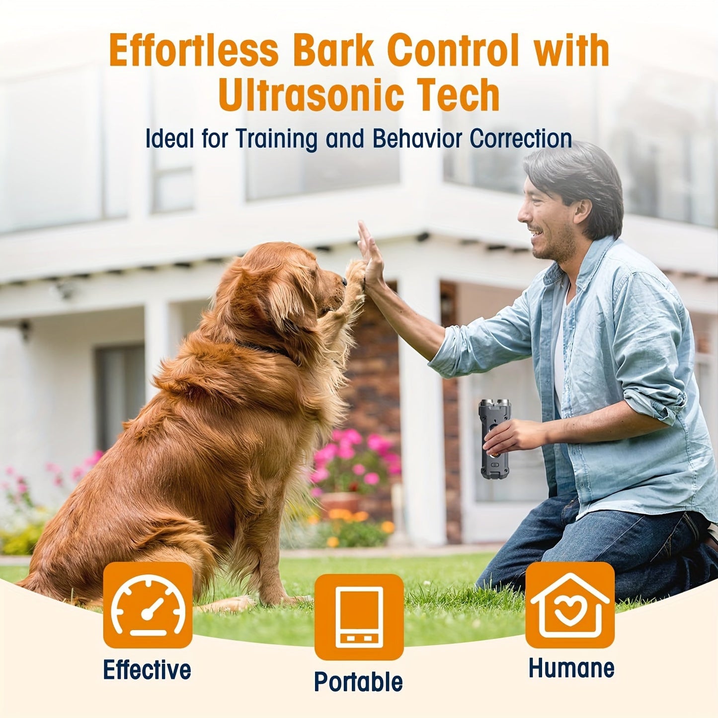 Rechargeable Dog Deterrent Device, Dual Soundwave Technology TJR4D8T