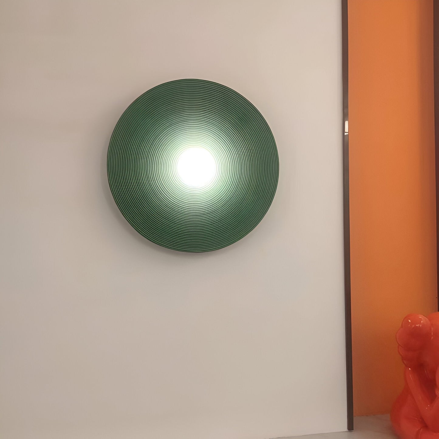 Retro Ceramic Disc Wall Light With Center Globe