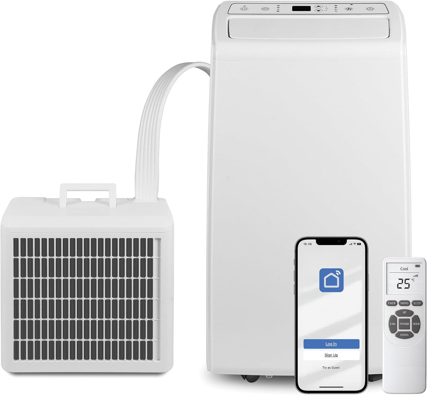 Prem-i-air 12000BTU Portable Split Air Conditioner, DC Inverter, Cooling, Heating, Fan, Dehumidifying, WiFi and Remote Control, Low Noise, New R32 Refrigerant,