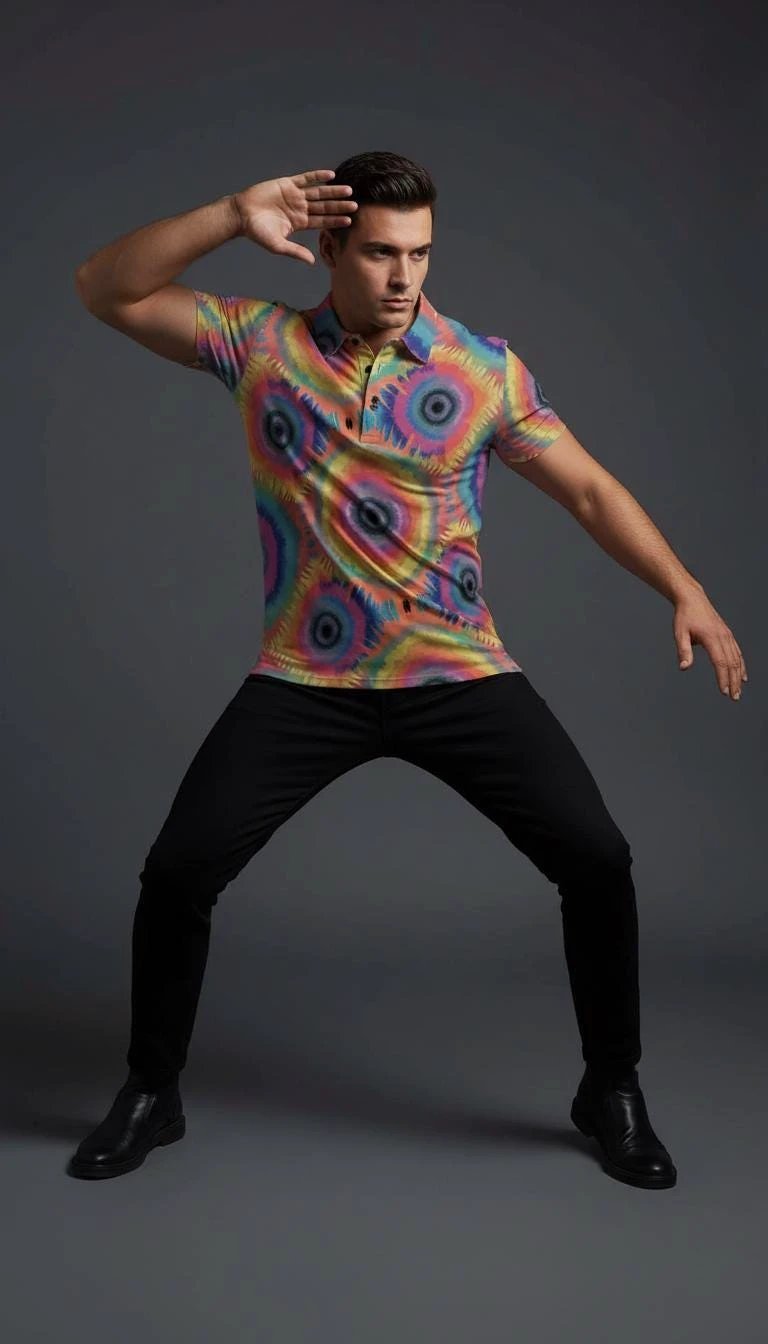Maximalist AOP Men's Stretch Henley Shirt | Ribbed Polyester Long Sleeve — Tailored Statement Top for Artists, Studio-to-Gallery Days (XS–5XL)
