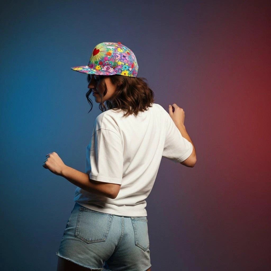 Psychedelic Graffiti AOP Snapback for Rave Festival Street Art Collectors — Bold Weirdcore Hip-Hop Hat, Hypebeast Maximalist Cap