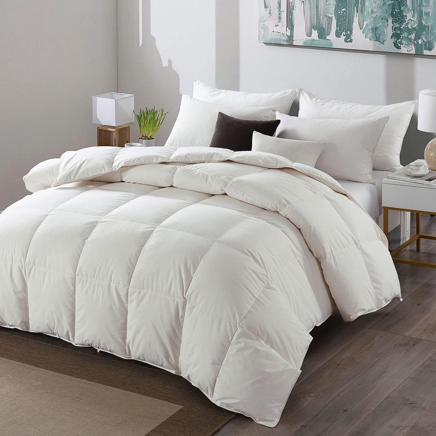 APSMILE Lightweight Down Fiber Comforter Full/Queen, 100% Cotton Duvet Insert