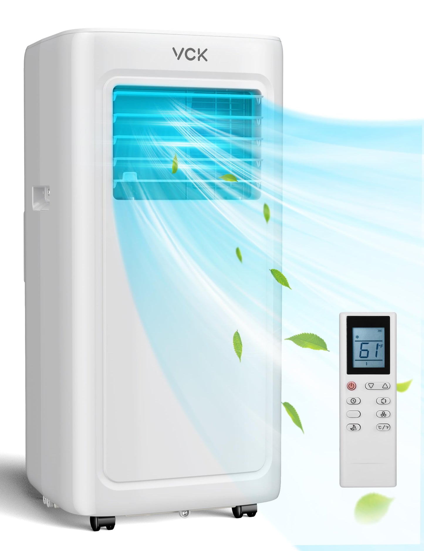 VCK 8000 BTU portable AC, 4-in-1 cooling, fan & dehumidifier, quiet operation, for 350 sq.ft rooms