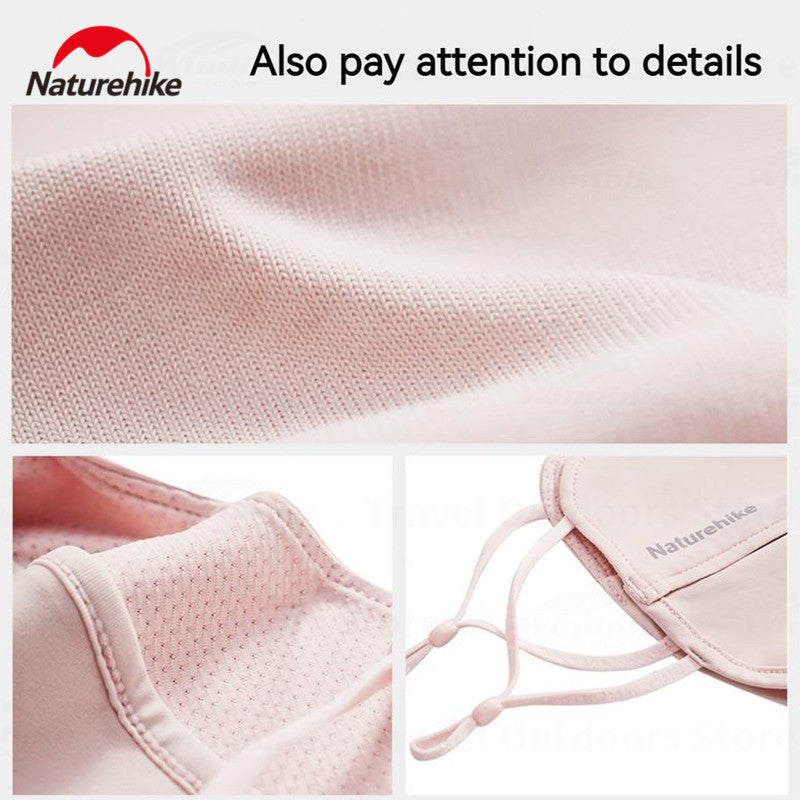 Naturehike Sunscreen Face Scarf Ice Silk Mask Portable Lightweight Adjustable Solid Color Washable Reusable Face Mask Summer UV Protection Face Cover Women/Girls
