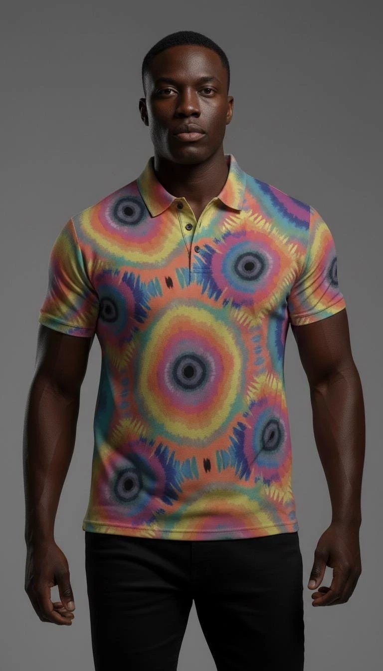 Maximalist AOP Men's Stretch Henley Shirt | Ribbed Polyester Long Sleeve — Tailored Statement Top for Artists, Studio-to-Gallery Days (XS–5XL)