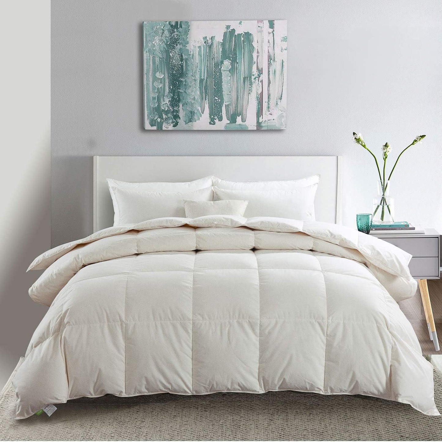 APSMILE Lightweight Down Fiber Comforter Full/Queen, 100% Cotton Duvet Insert