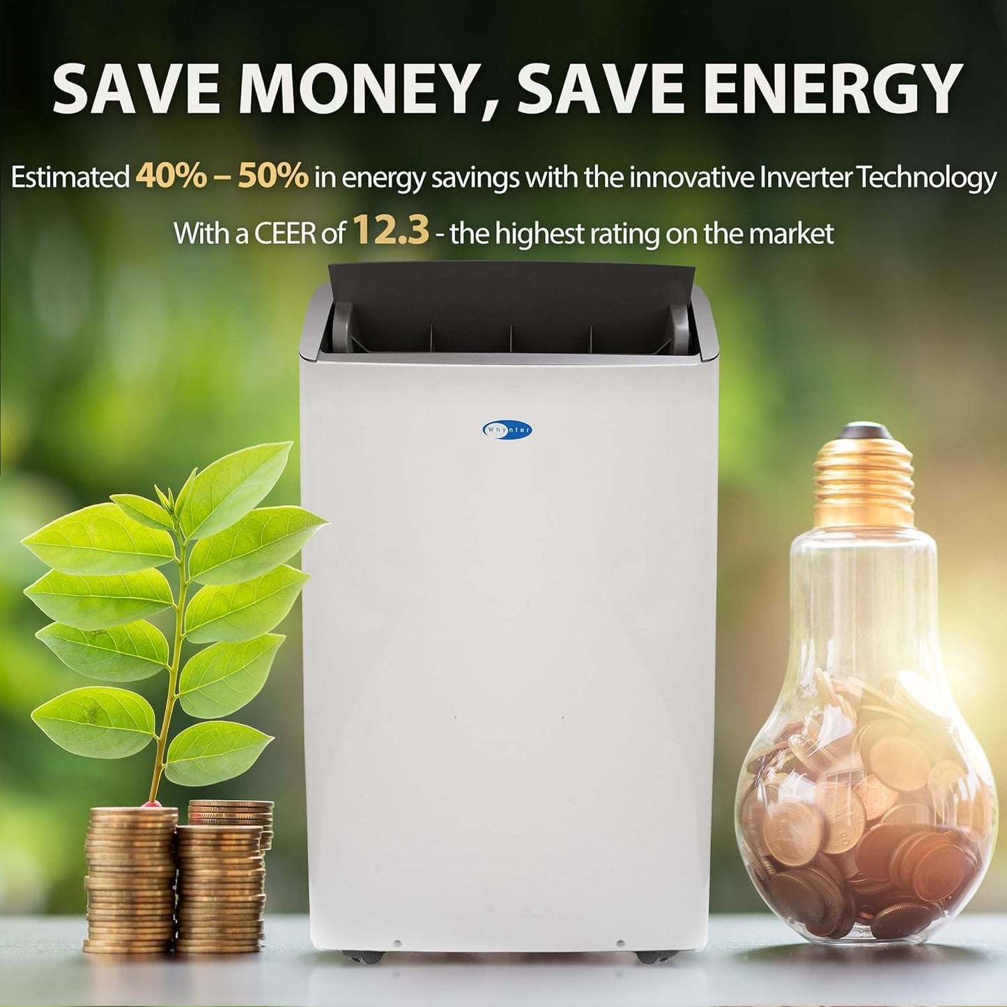 Whynter ARC-1230WN 14,000 BTU inverter dual-hose portable AC, smart WiFi, for 600 sq.ft rooms