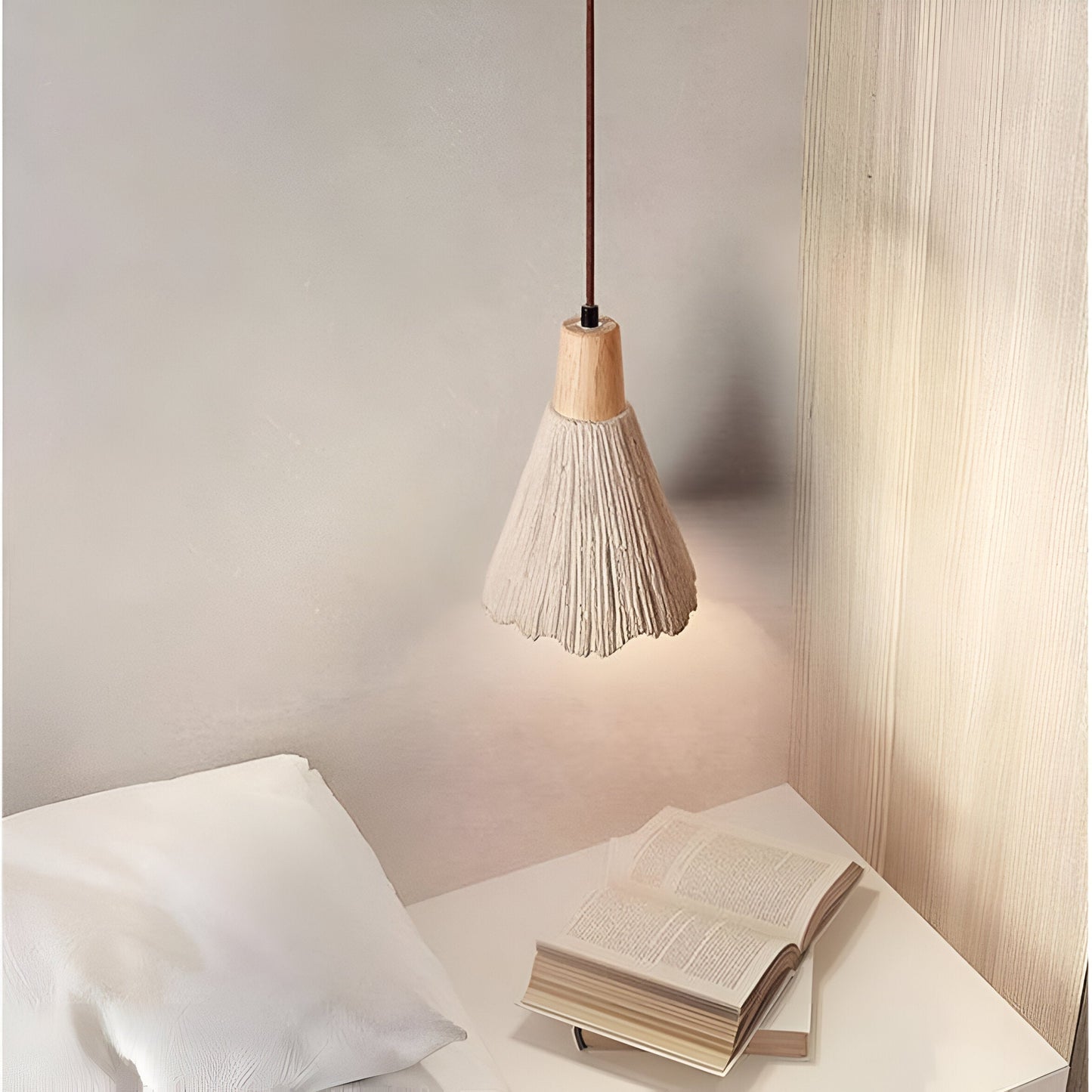 Cream Wabi-Sabi Cement Pendant Light With E27 LED Light