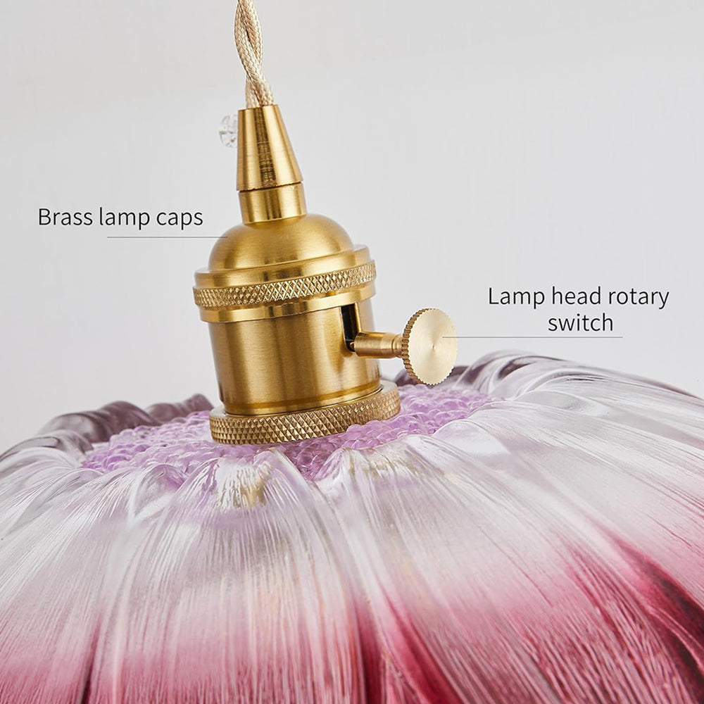 Retro Glass Pendant Light with Fluted Shade