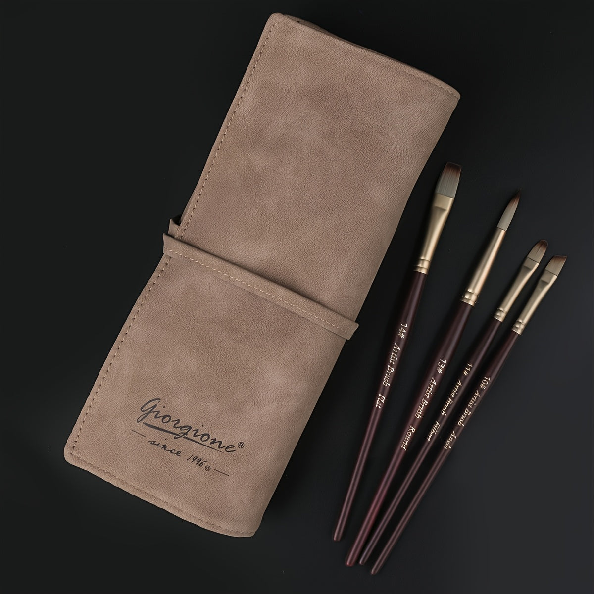 Giorgione 24pcs Premium Nylon Brush Set with Portable Beige Storage Bag - VU92