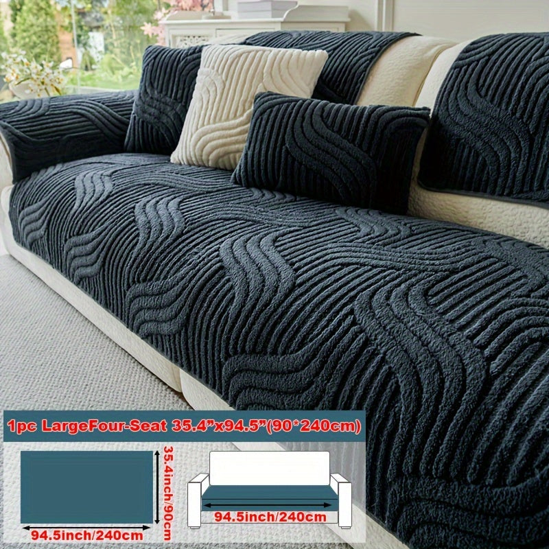 Plush NonSlip Sofa Cover  Modern PetFriendly Machine Washable-PTEA