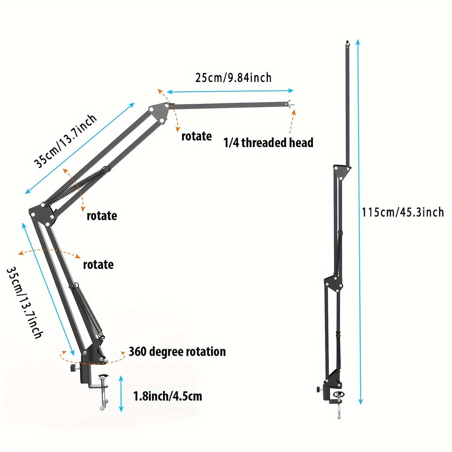 Long Overhead Tripod Mount for iPhone Webcam Ring Light - DV3H