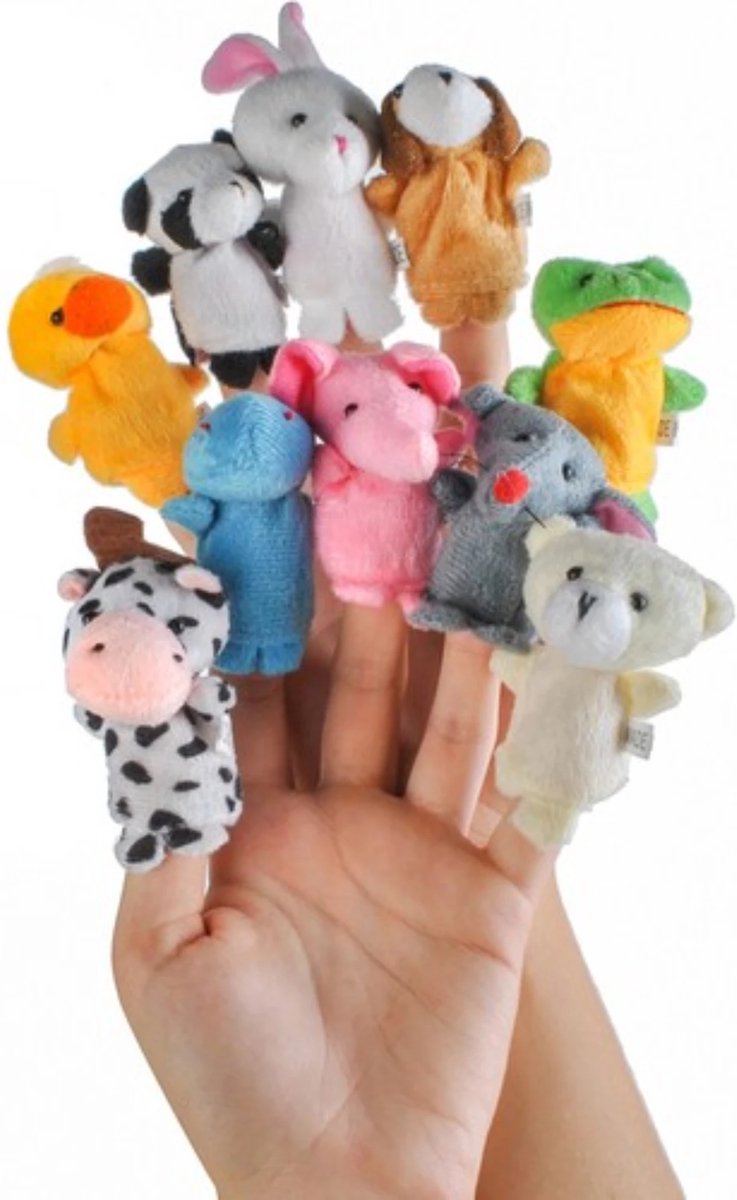 Kruzzel Handvaardigheid speelgoed - set van 10 dieren vingerpoppen