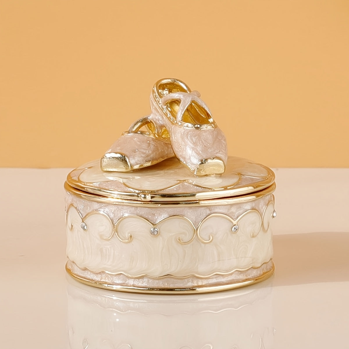 Vintage Style Enamelled Metal Ballet Shoes Trinket Box - RSX7