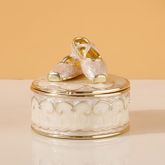 Vintage Style Enamelled Metal Ballet Shoes Trinket Box - RSX7