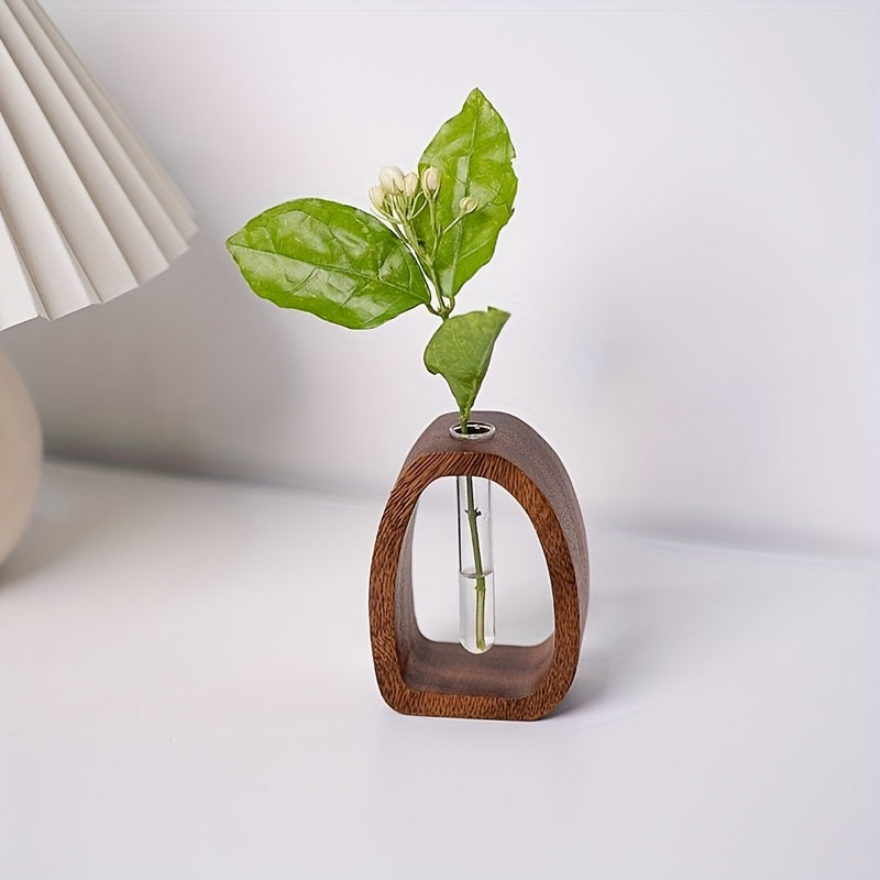 Walnut Geometric Art Vase for Hydroponic Plants TJR5M8P