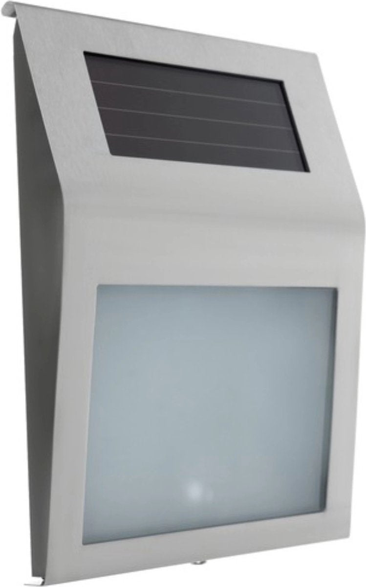 Izoxis Zilver huisnummer met schemersensor en zonnepaneel