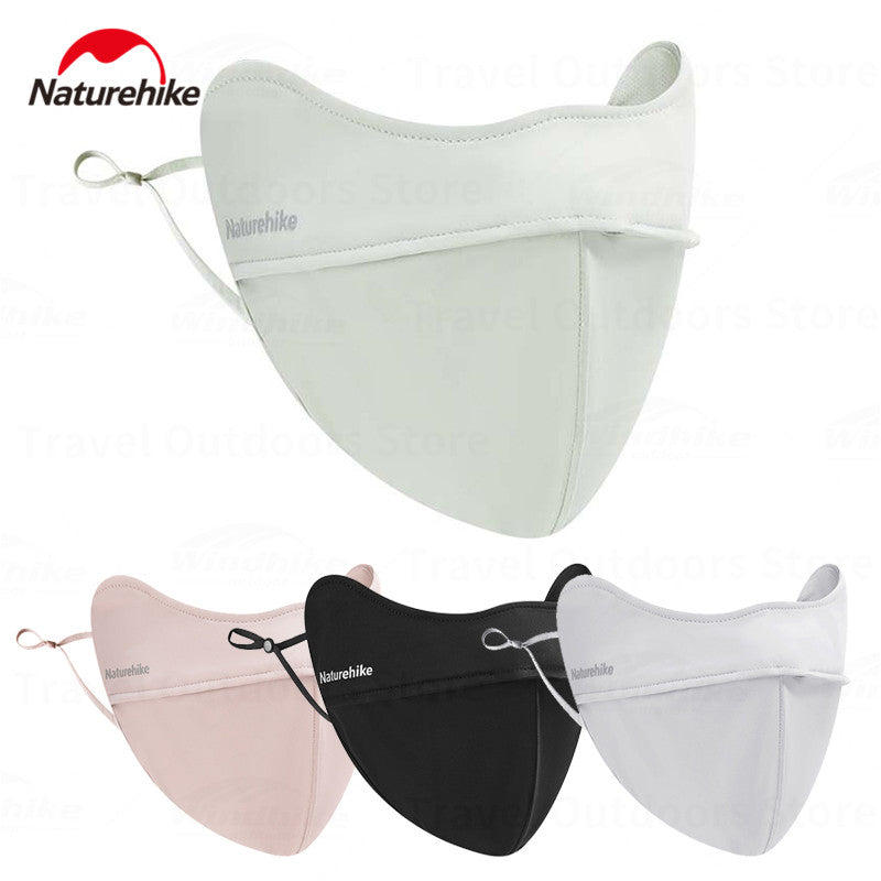 Naturehike Sunscreen Face Scarf Ice Silk Mask Portable Lightweight Adjustable Solid Color Washable Reusable Face Mask Summer UV Protection Face Cover Women/Girls