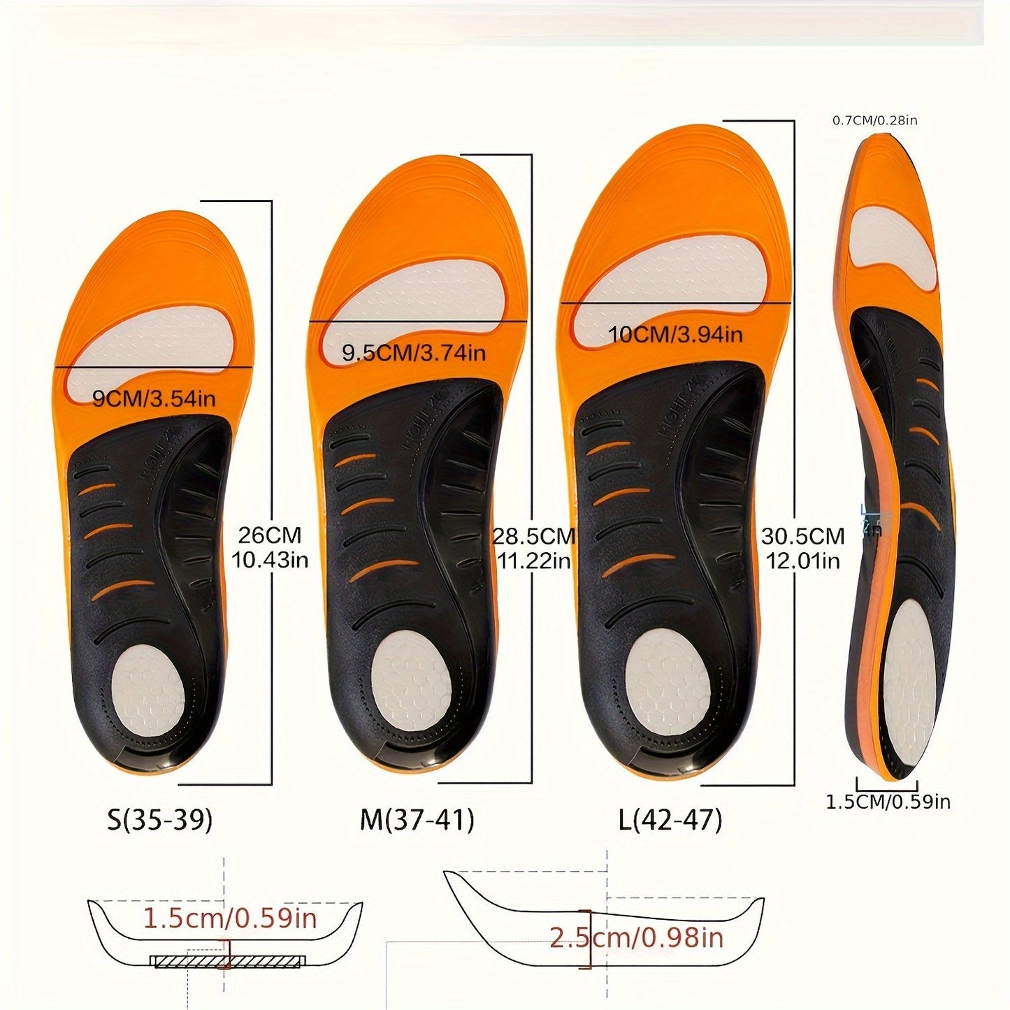 High Arch Support Insoles, Breathable PU Material, Shock Absorption TJR7C5K