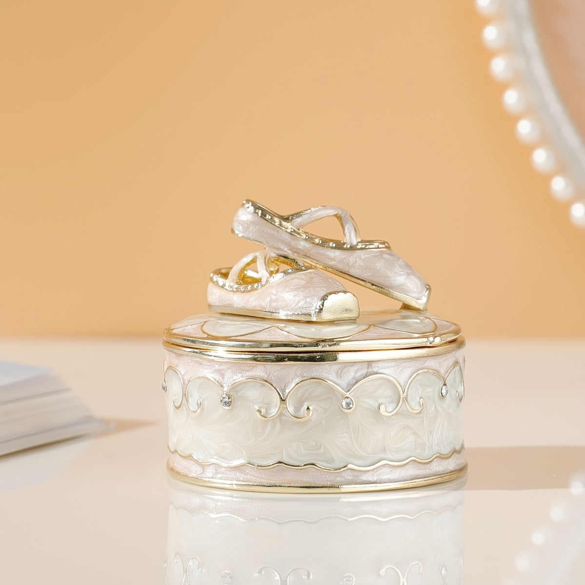 Vintage Style Enamelled Metal Ballet Shoes Trinket Box - RSX7