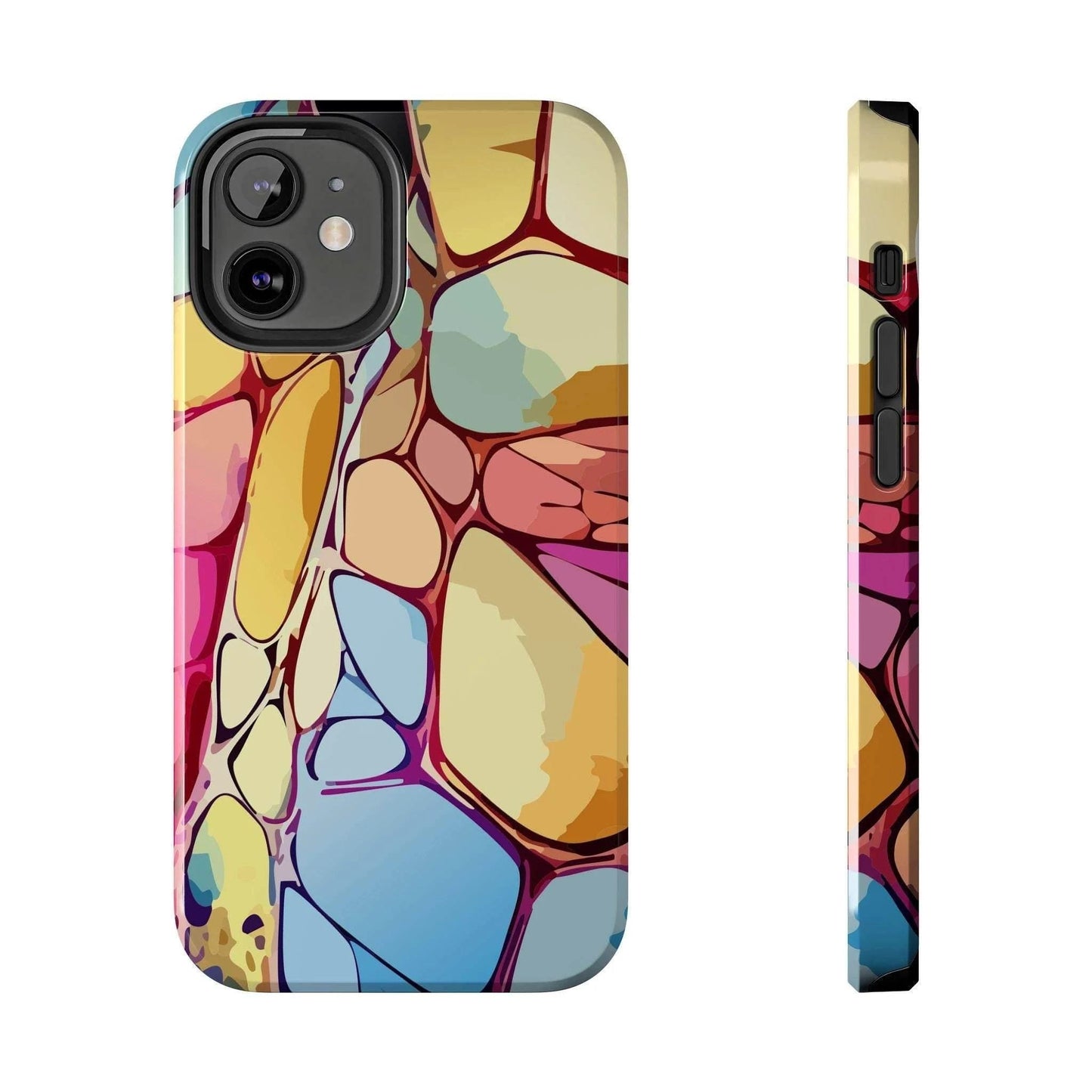 Maximalist iPhone Case for Earthy Aesthetic Lovers — Abstract Chalk Stone AOP Cover, Shockproof Lexan Phone Armor, Gorpcore Tech Accessory