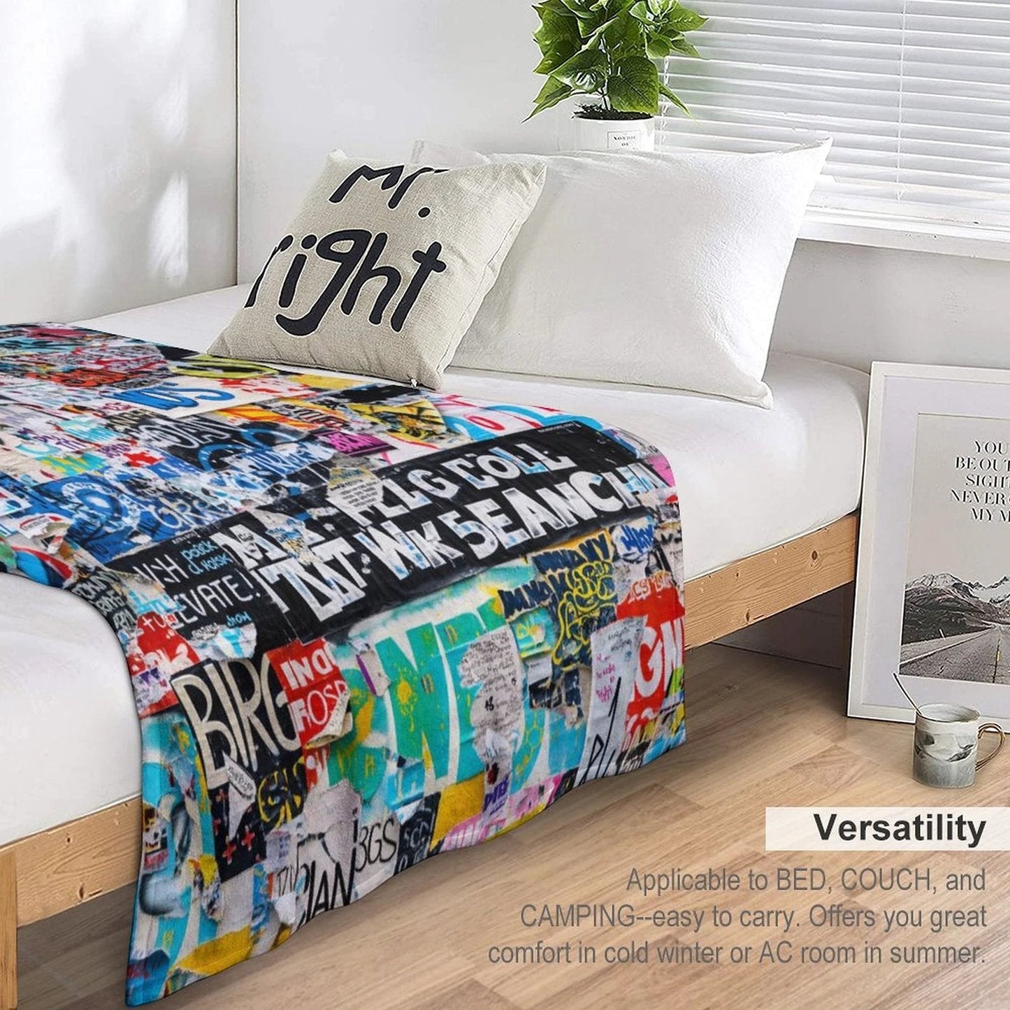 Maximalist AOP Flannel Throw Blanket 30"×40" | 280gsm Bold Full-Bleed Print — Statement Couch Throw, Wall Tapestry