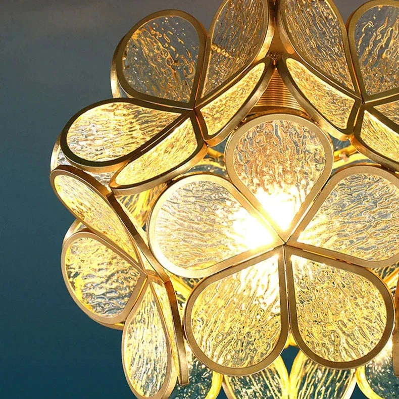 Flower Glass Petal Cluster Pendant Light