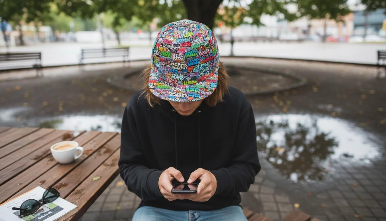 Graffiti Art AOP Snapback for Urban Streetwear Collectors — Monochrome Hip-Hop Tag Print, 90s B-Boy Breakdance Cap, Bold Skater Statement Headwear