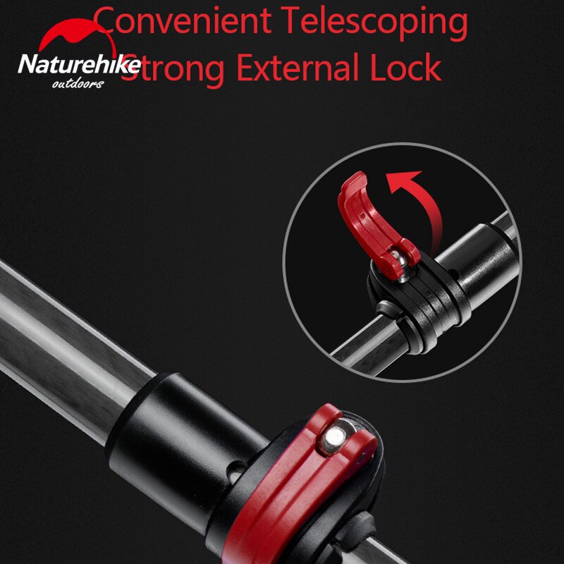 Naturehike ST10 Pure Carbon Fiber Trekking Pole Portable Ultralight 3-Section Telescopic External Lock Cane Rod Sticks Hiking Walking Mountaineering