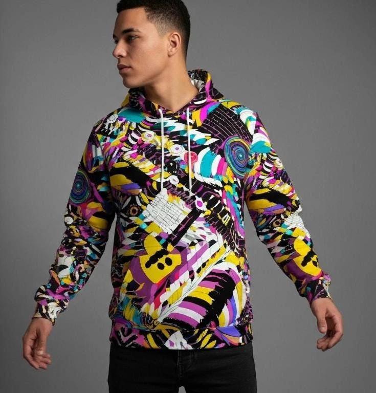 Heavyweight Primal Print Cotton Hoodie | Bold 310GSM AOP Pullover for Streetwear Collectors & Cold Nights