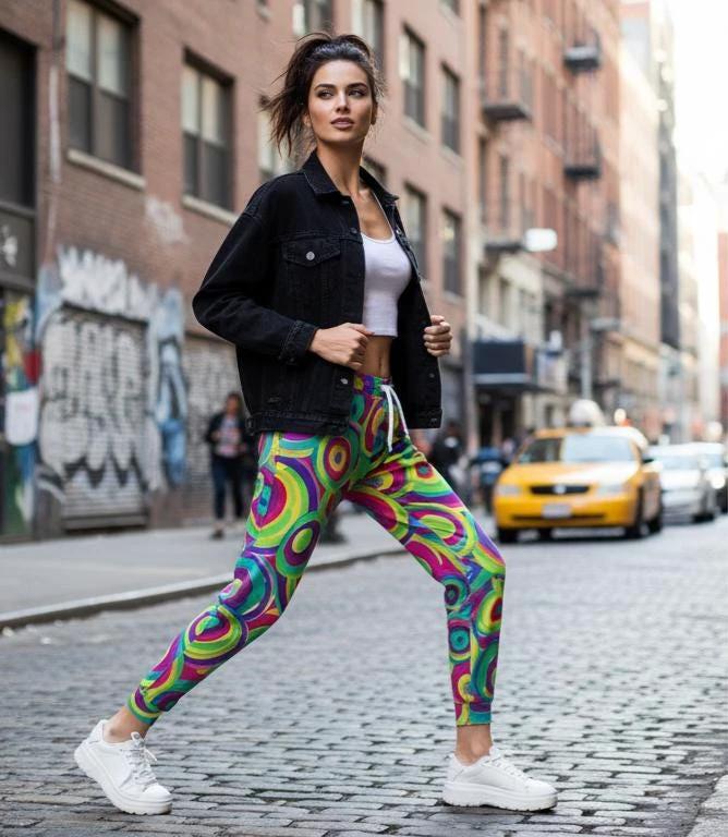 Neon StreetsmArt Graffiti AOP Athletic Joggers for Urban Streetwear Dressers — Vibrant All-Over Print Unisex Activewear, Bold Festival Statement Pants