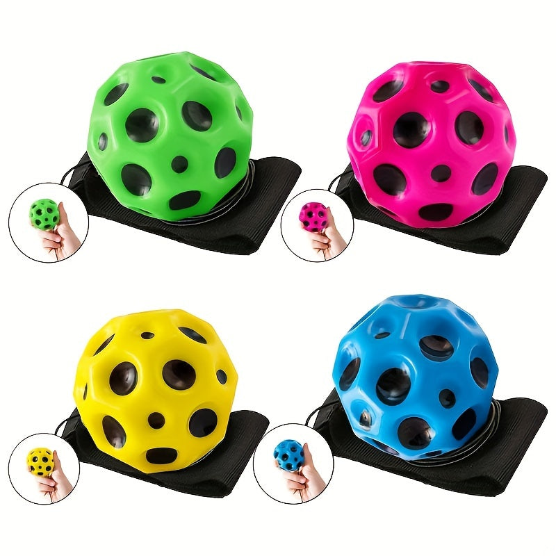 Bouncy Wrist Ball Toy Set for Active Play, Space & Moon TJR6X1D