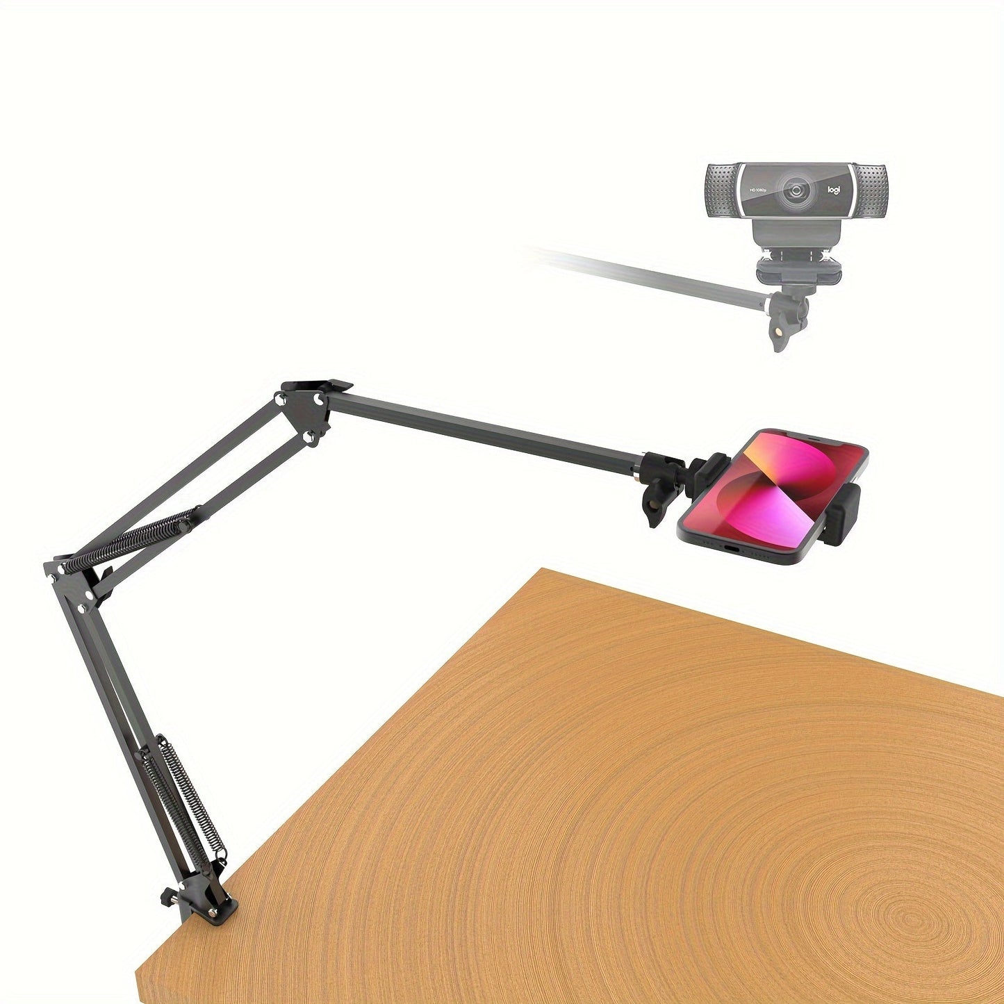 Long Overhead Tripod Mount for iPhone Webcam Ring Light - DV3H