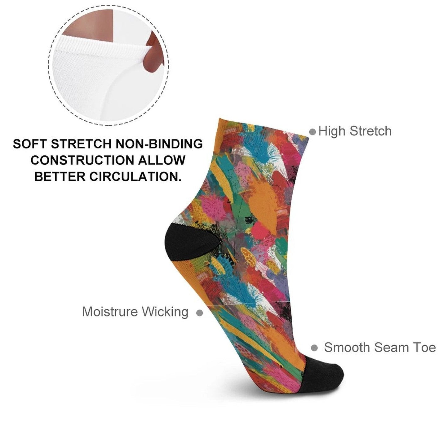 Painted Camo Striped Stockings — Multicolor Brush-Dab Knee Socks, Loud Sock Game