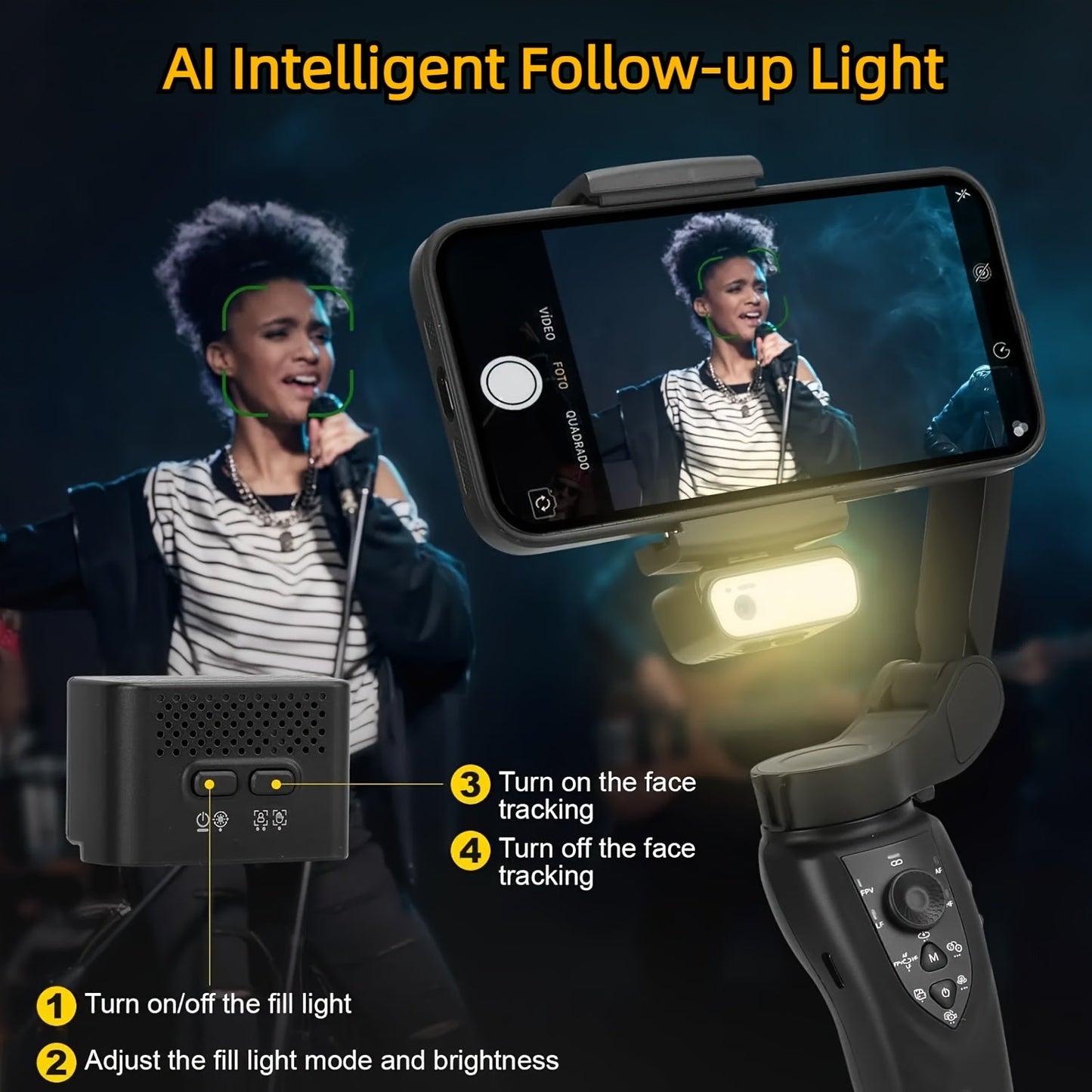 Magnetic AI Stabilizer with Face Tracking- HMT17YY