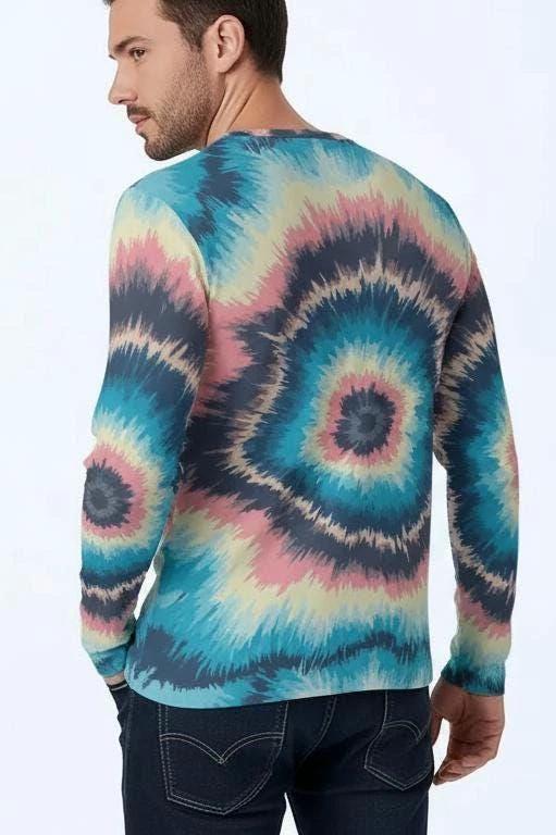 Spiral Tie-Dye Henley — Psychedelic AOP Festival Shirt