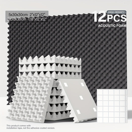 12-Pack Acoustic Foam Panels for Soundproofing - TJR3Y4K
